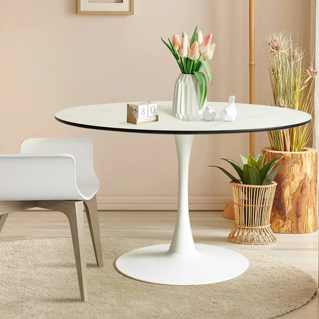 Levede Dining Table Kitchen 6 Person Marble Tulip Round Metal Base 120cm