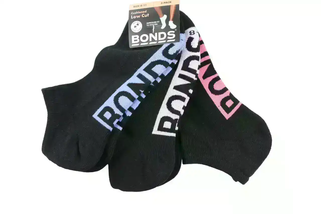 9 Pairs X Bonds Womens Cushioned Logo Low Cut Socks Black 11K