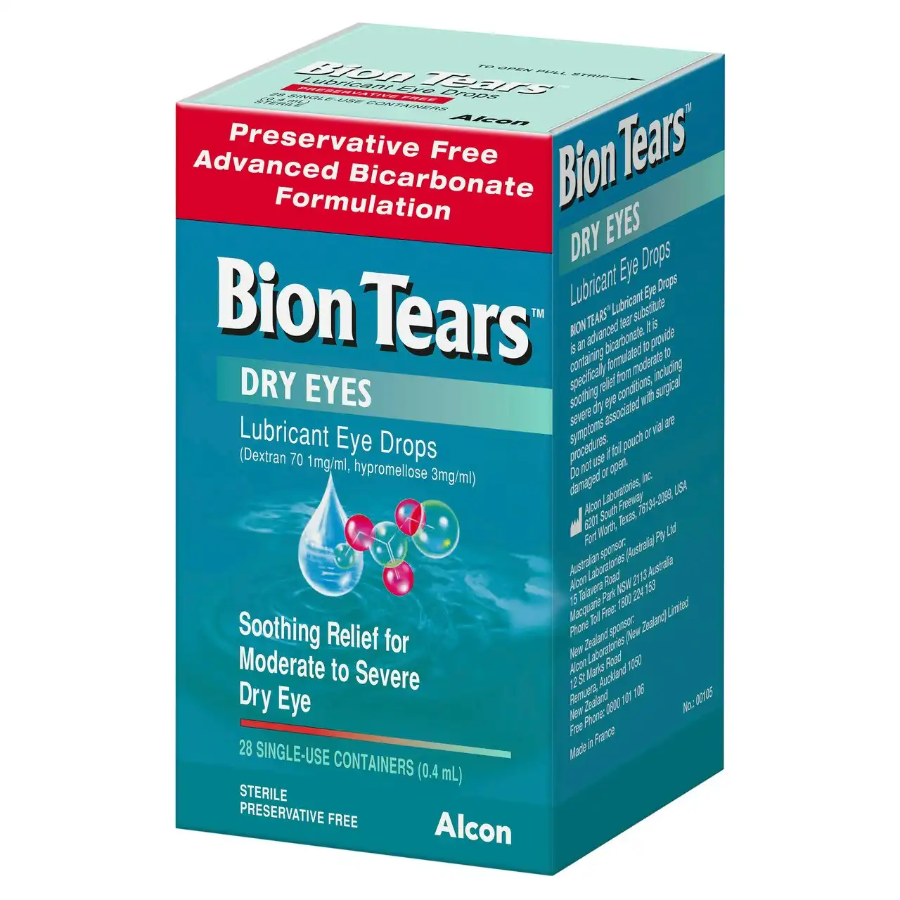 Bion Tears Lubricant Eye Drops for Dry Eyes 28 x 0.4mL Single Use