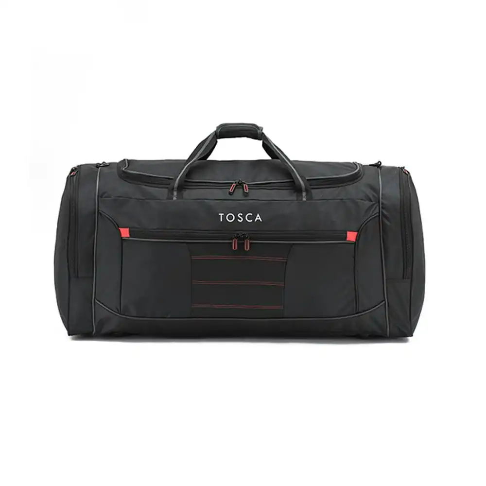 Tosca 80L Travel Sports Duffle Carry Bag Black/Grey/Red Medium 70x34cm