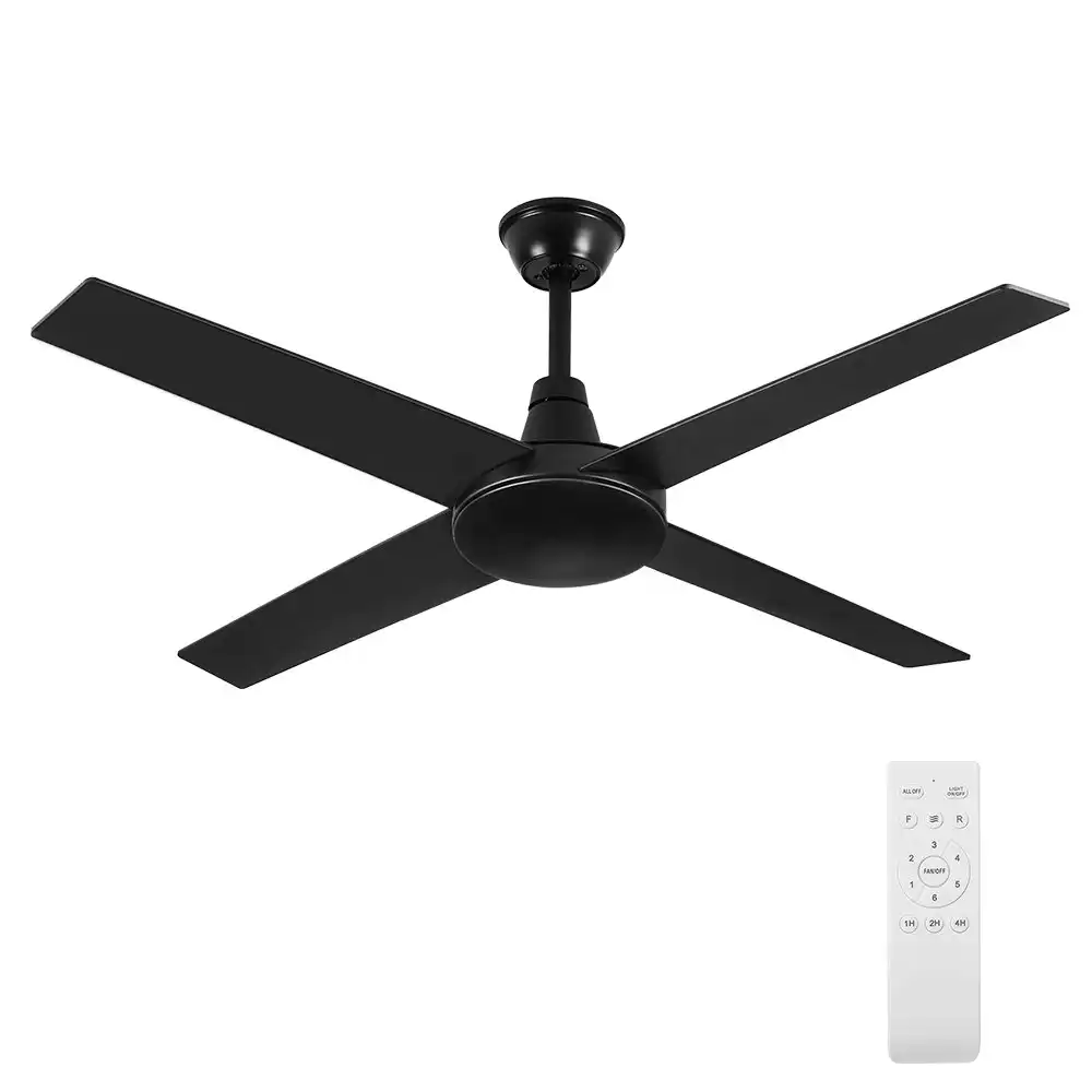 Krear 52" Ceiling Fan Wooden Blades Fans with Remote Control Timer 6 Speed Black