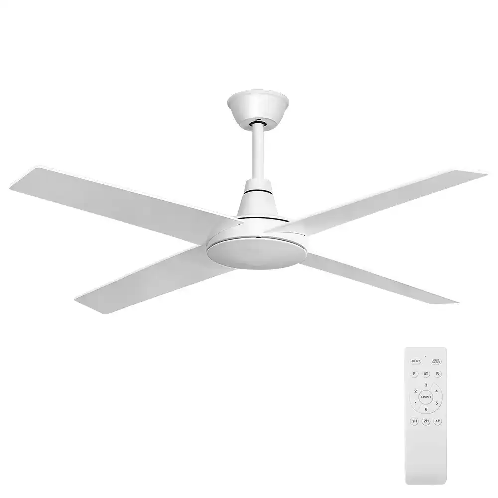 Krear 52" Ceiling Fan Wooden Blades Fans with Remote Control Timer 6 Speed White