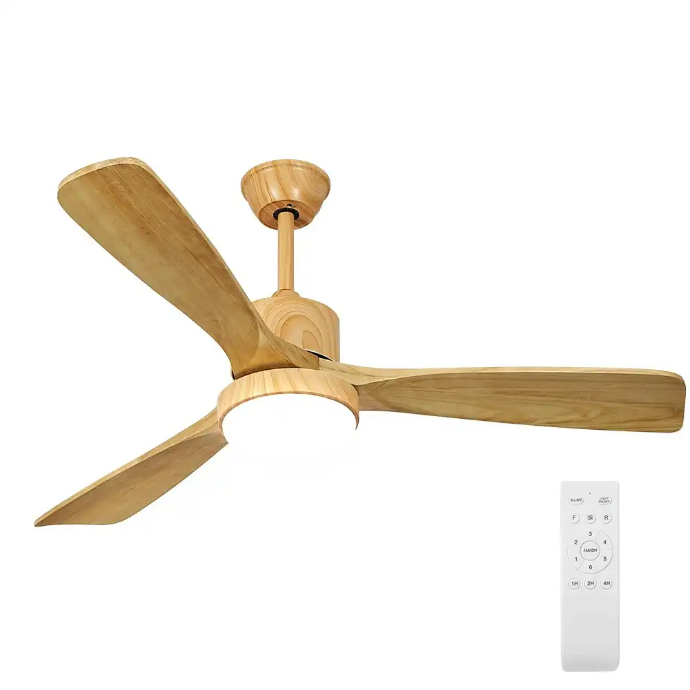 Krear Ceiling Fan With Light 52" DC Motor Wooden Blade Remote Control 6 Speed