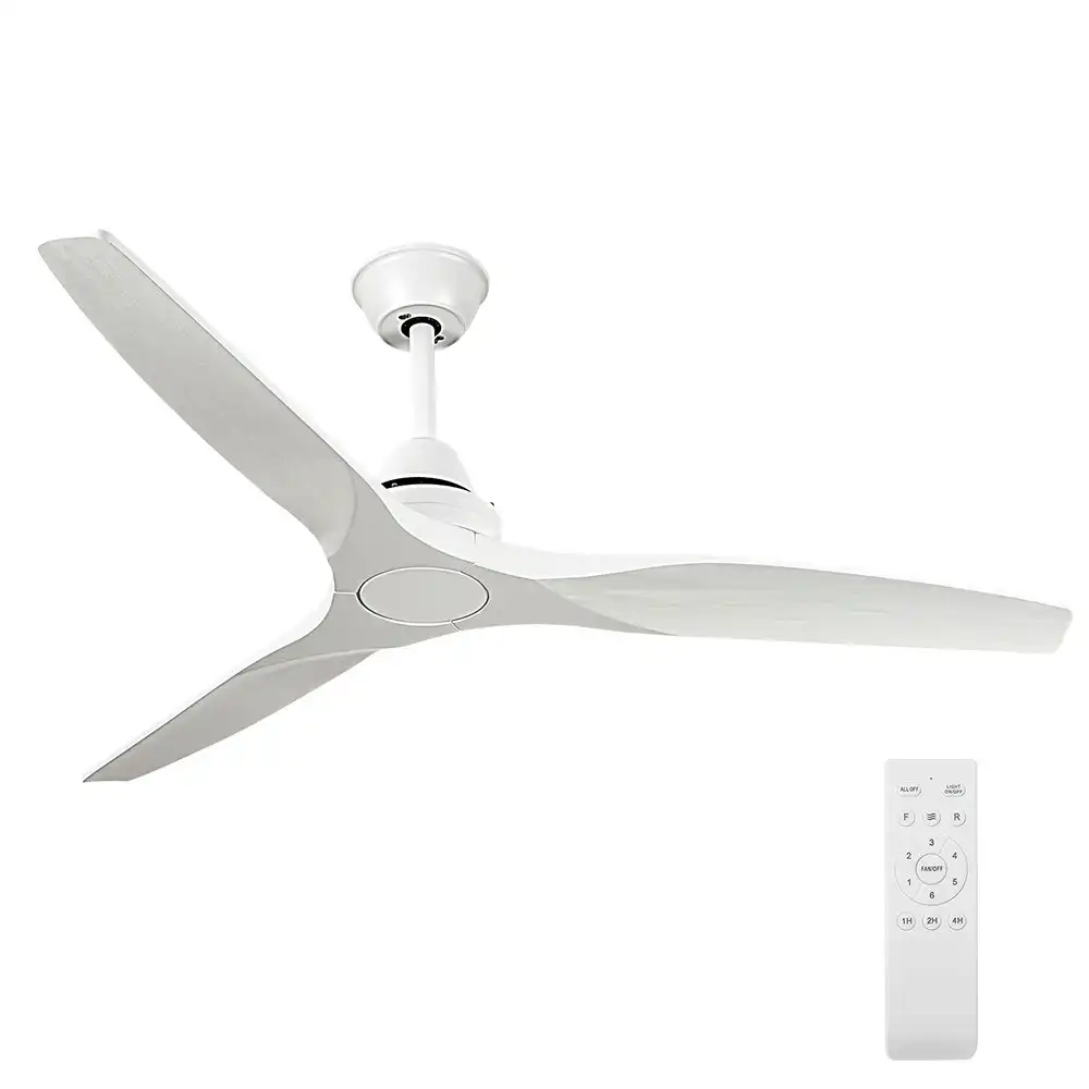 Krear 52" Ceiling Fan With Remote Control Wooden Blades Motor Fans Indoor White