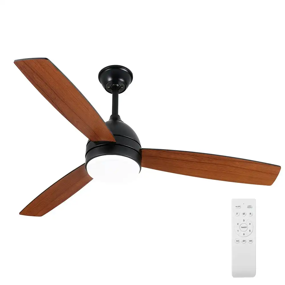 Krear 52" Ceiling Fan With Light 6 Speed Wooden Blades DC Motor Remote Control