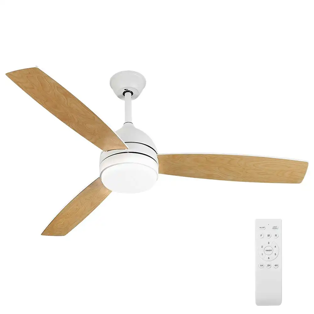 Krear 52" Ceiling Fan With Light DC Motor 6 Speed Wooden Blades Remote Control