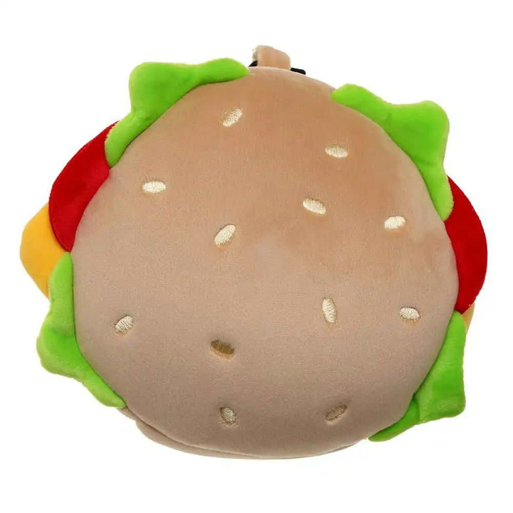 Relaxeazzz 15cm Burger Travel Pillow w/ Eye Mask 6y+ Kids/Adults Cushion Plush