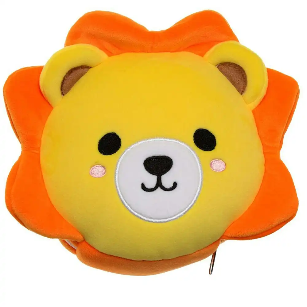 Relaxeazzz 15cm Lion Travel Pillow w/ Eye Mask 6y+ Kids/Adults Cushion Plush