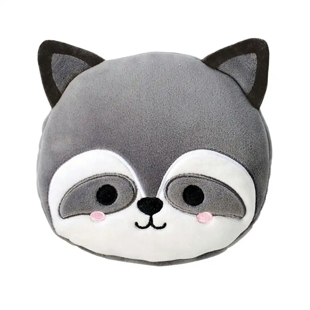 Relaxeazzz 15cm Raccoon Travel Pillow w/ Eye Mask 6y+ Kids/Adults Cushion Plush