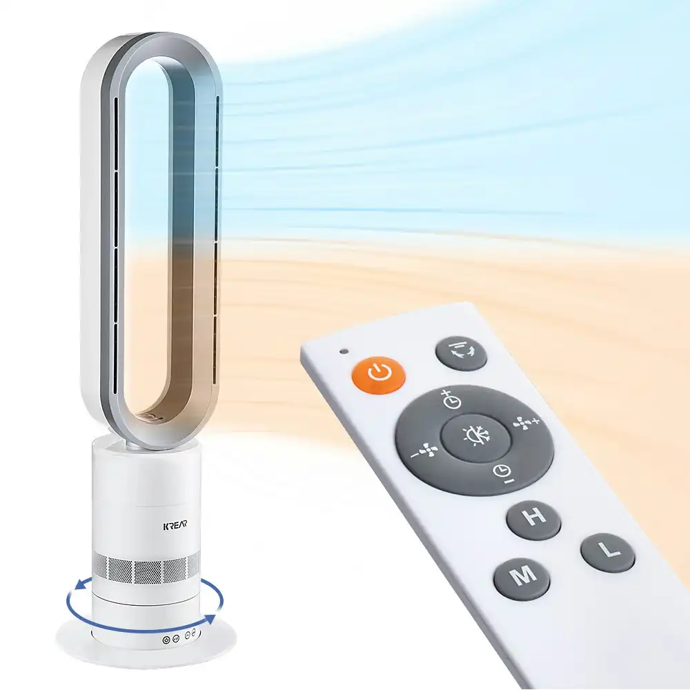 Krear Bladeless Tower Fan 2 IN 1 Oscillating Cooler Heater Portable Fans Remote