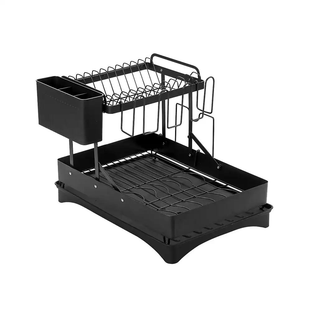 Simplus Dish Drainer Drying Rack with Cup Holder Kitchen Organiser Cutlery Tray