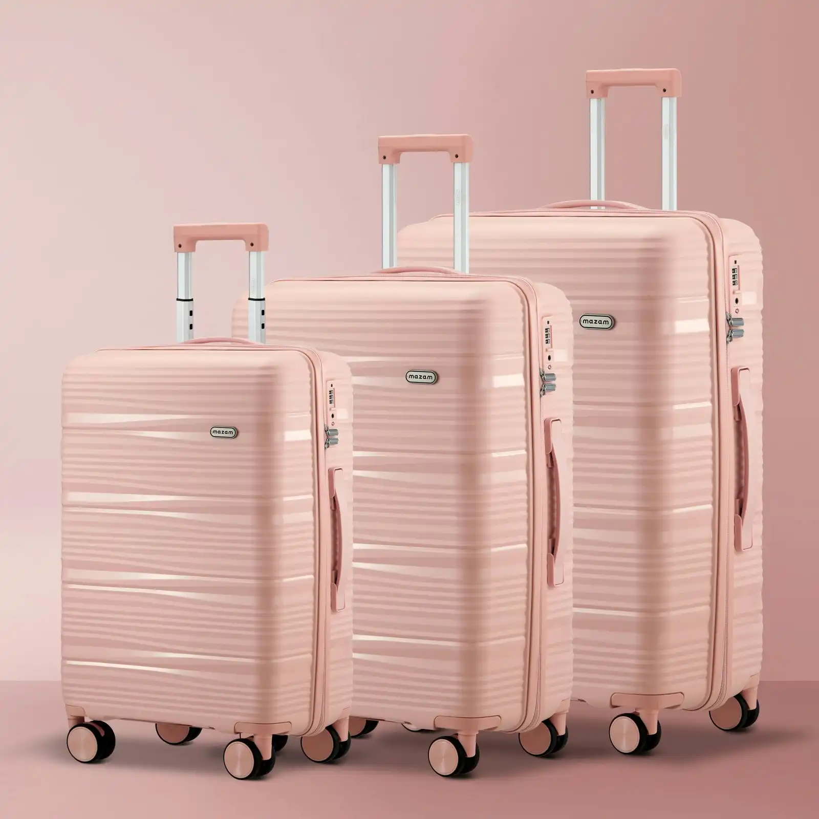 Mazam 3PCS Luggage Suitcase Trolley Set Travel PP Case TSA Lock Storage Pink