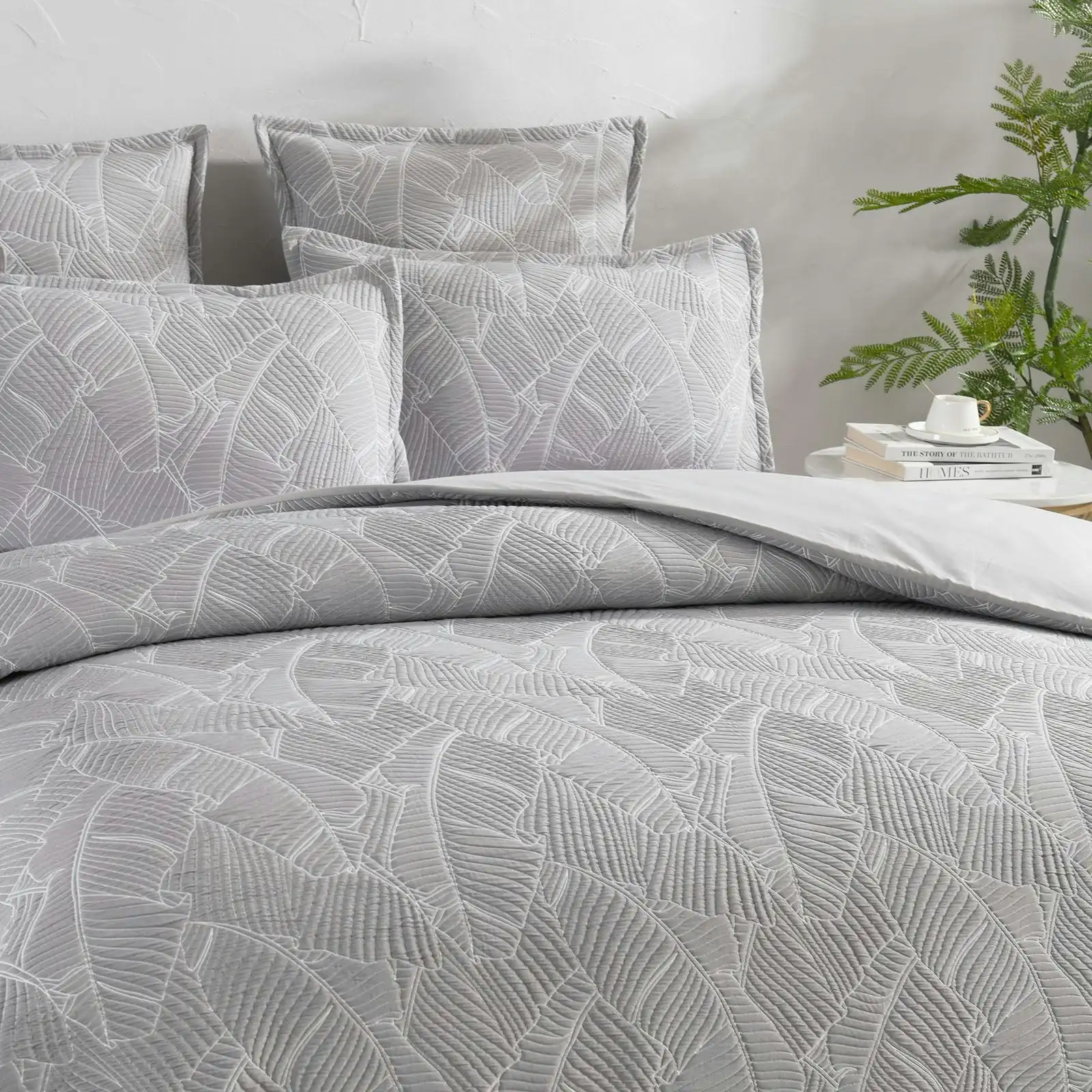 Bengali Silver Jacquard Quilt cover Set by Renee Taylor