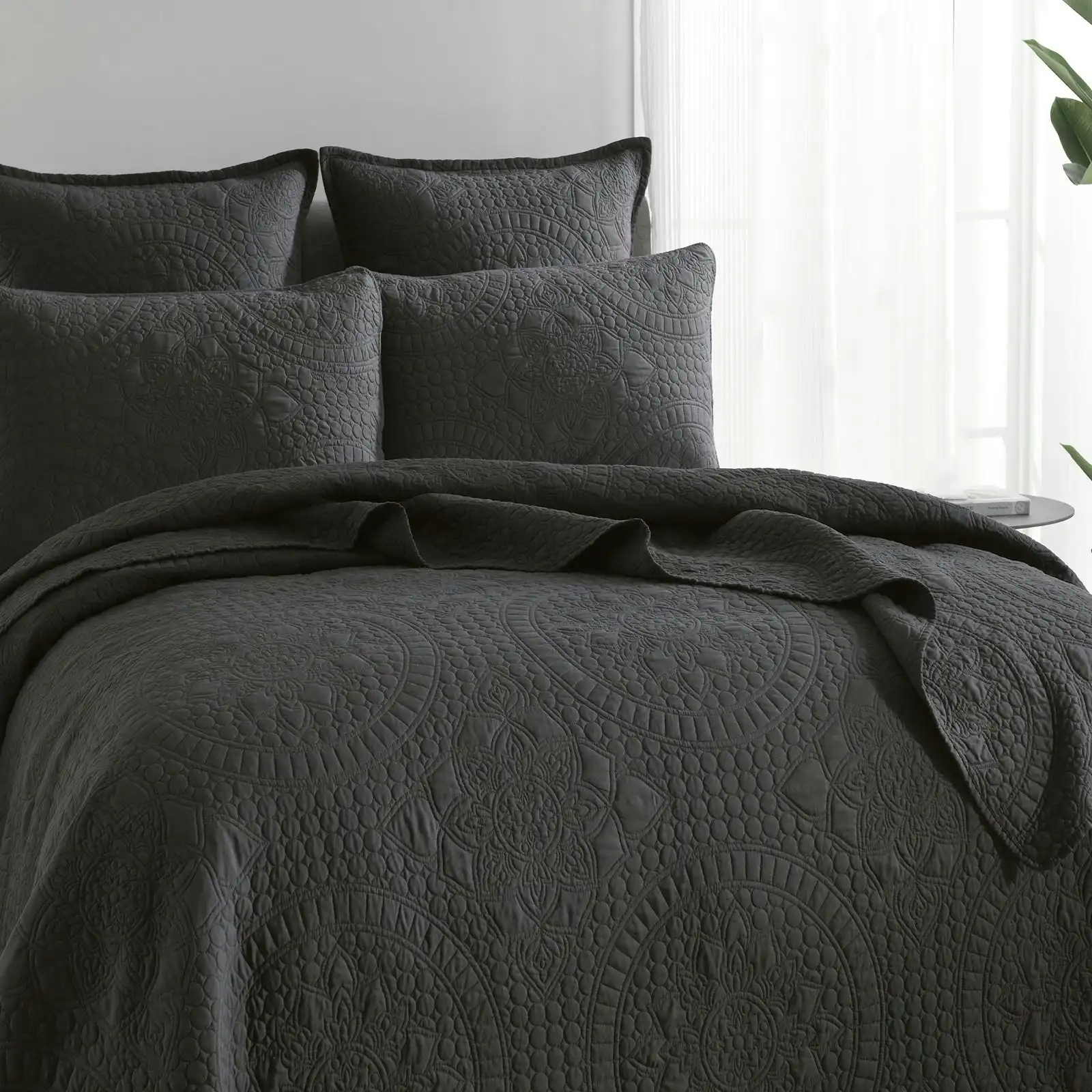 Asher Grey Jacquard Coverlet Set by Renee Taylor