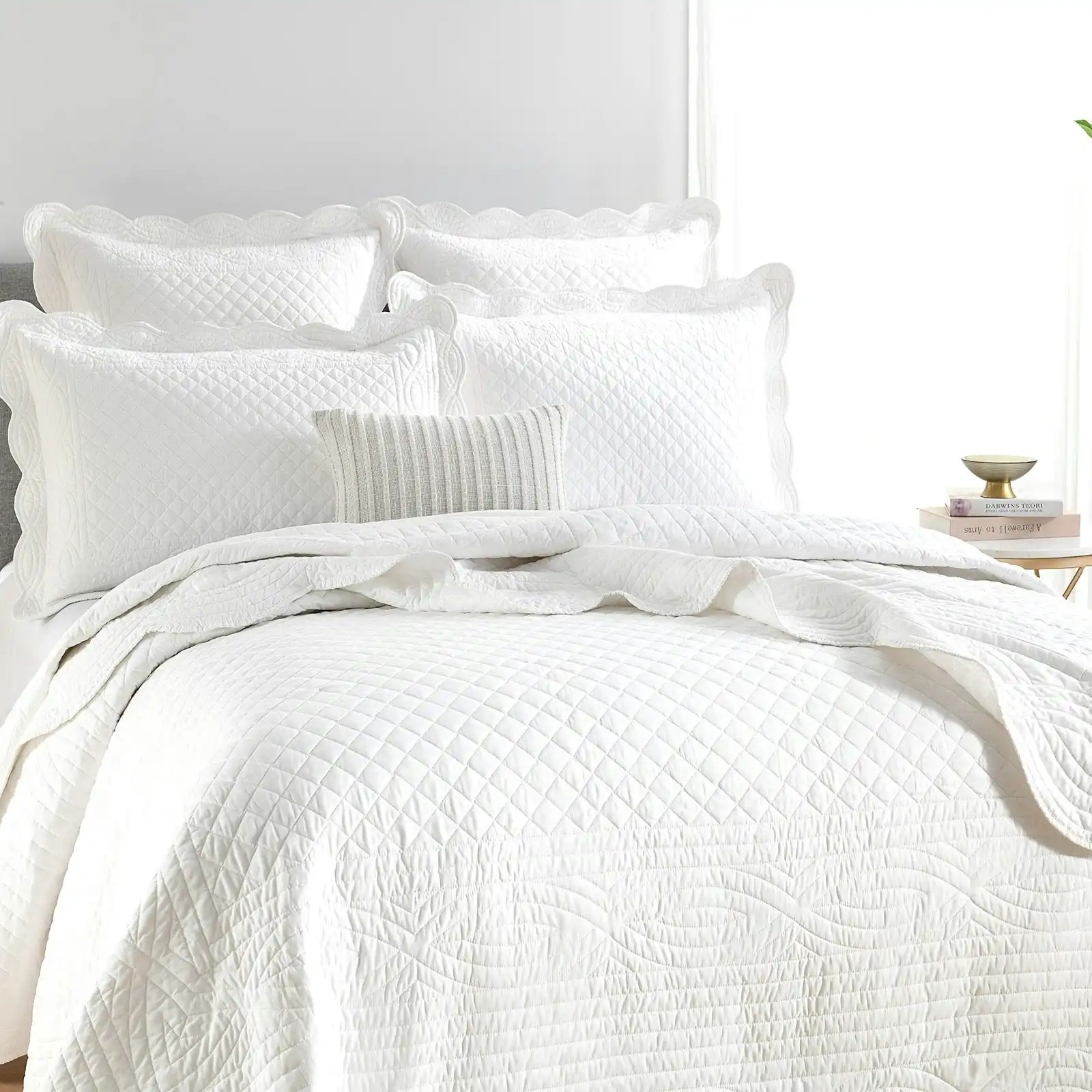Scallop Pearl Jacquard Coverlet Set by Renee Taylor