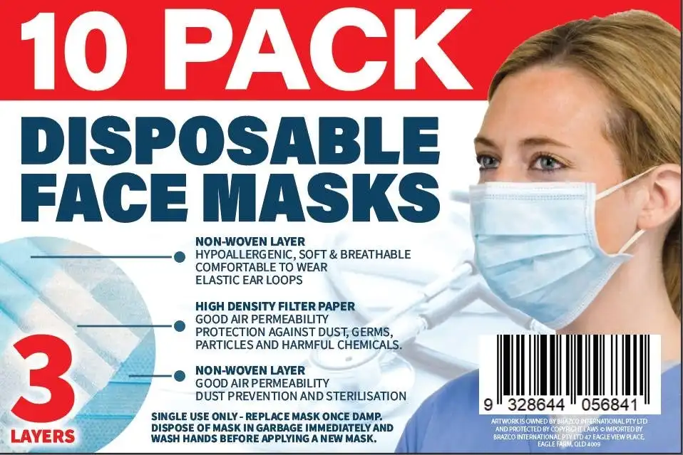 Face Mask Disposable 10 Pack