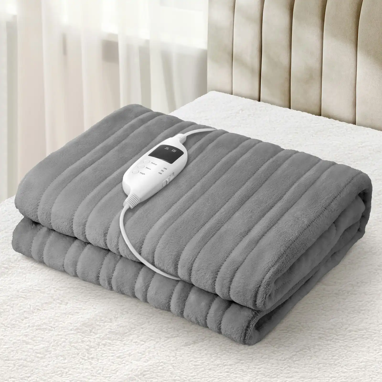 Bedra Electric Heated Throw Rug Washable Blanket Snuggle Flannel Winter Silver