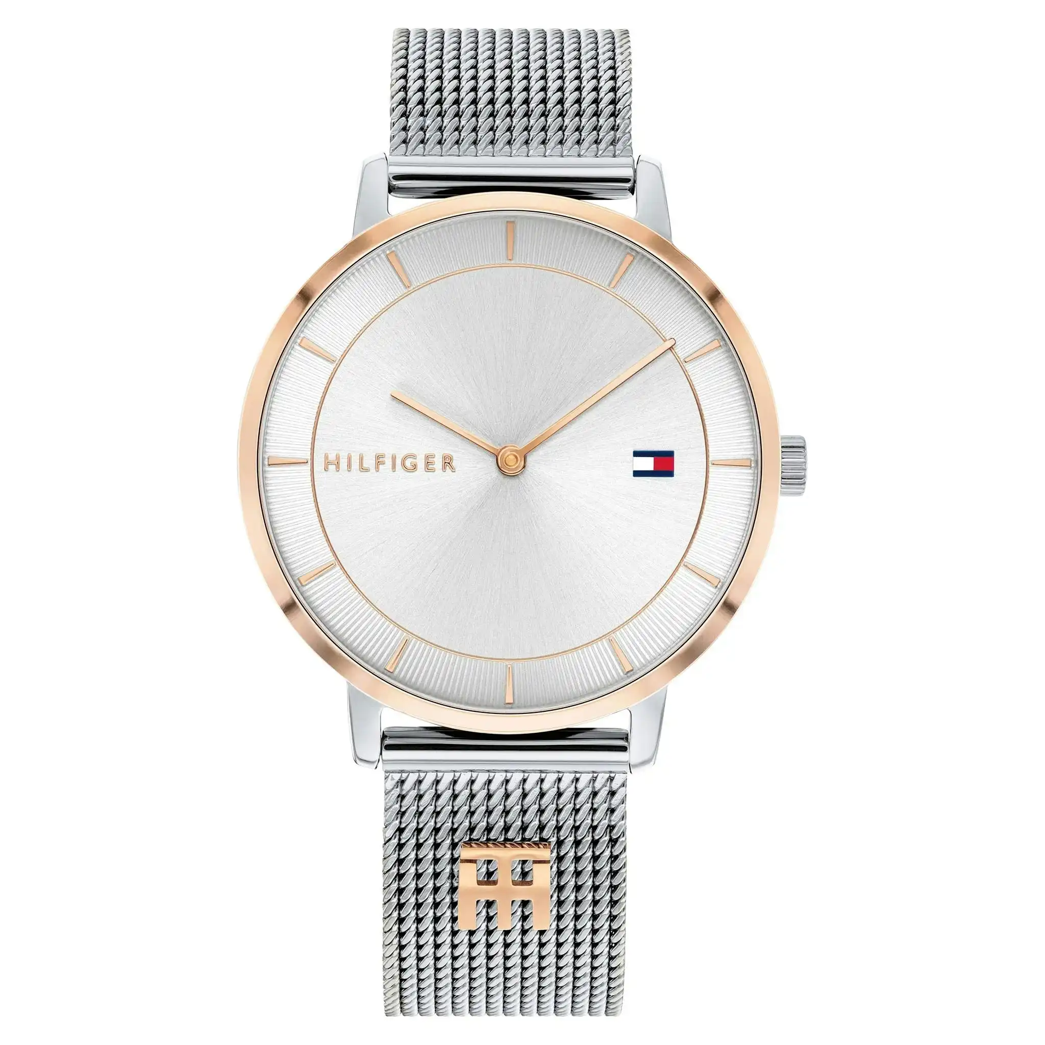 Tommy Hilfiger Tea Silver Case White Face Silver Mesh Band Watch  1782288