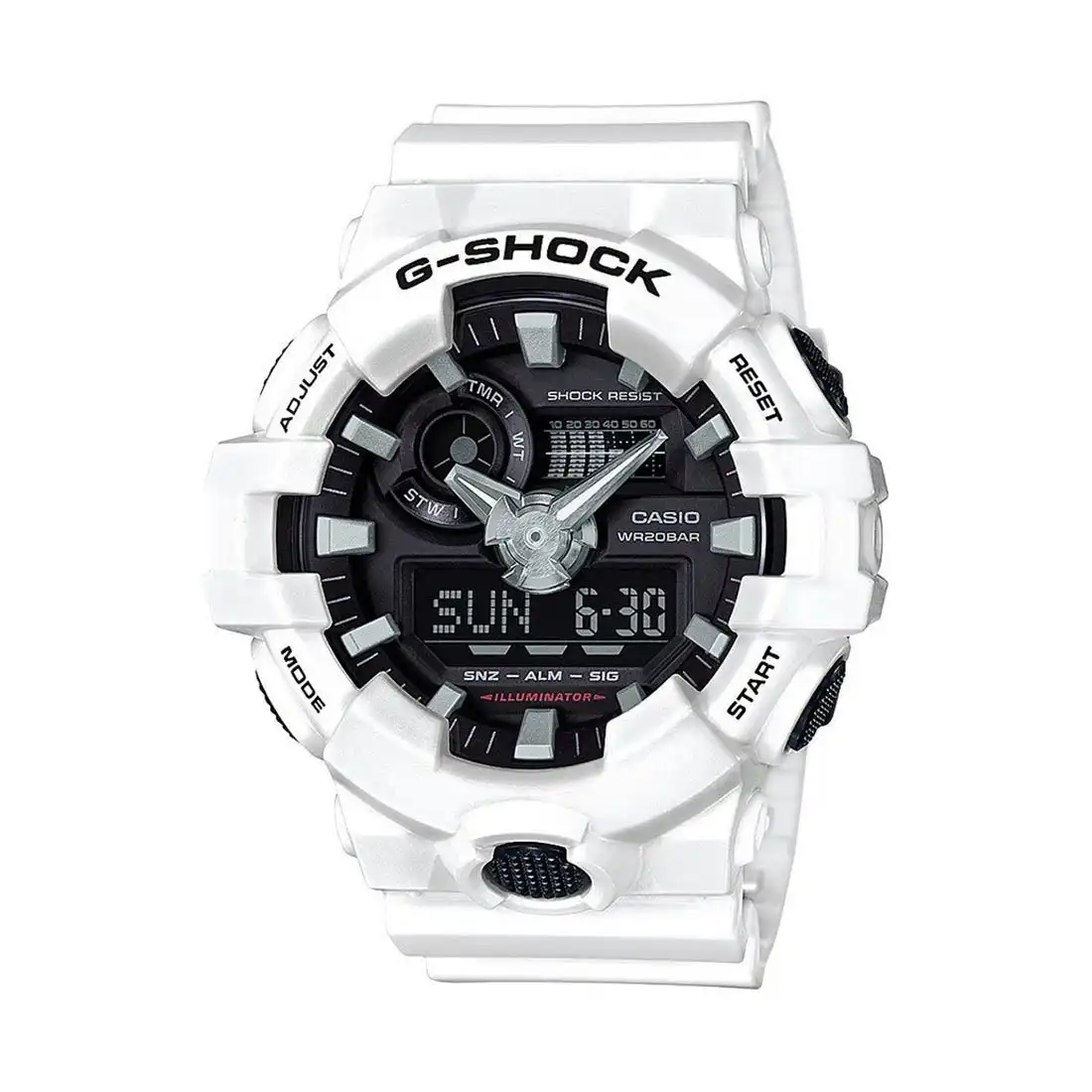 Casio G-Shock GA700 Series White Digital & Analog Watch GA-700-7ADR