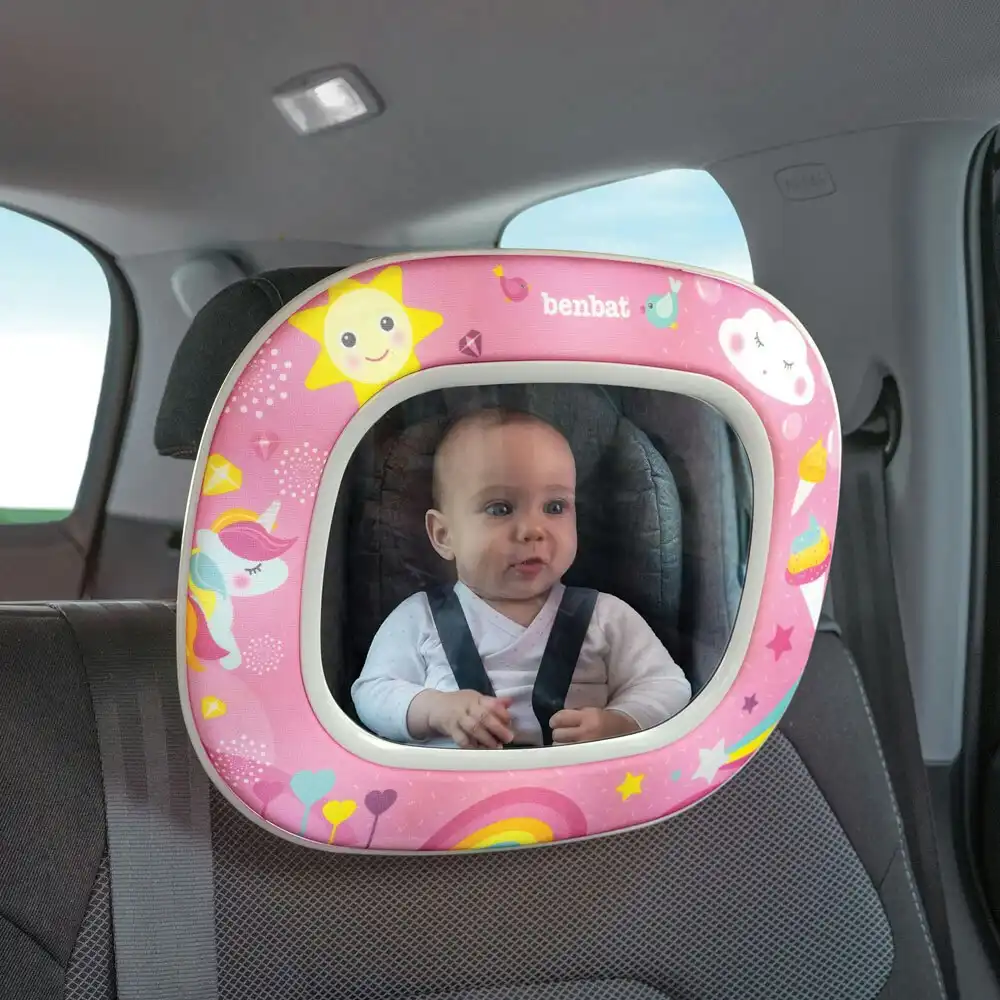 2PK Benbat Baby Night & Day 30cm Car Seat Mirror w/Light/Lullaby/Remote BL & PK
