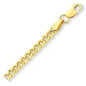 9ct Yellow Gold Silver Infused Flat Curb Necklace 60cm