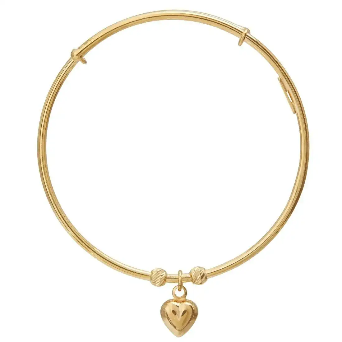 Children's Adjustable Heart Bangle in 9ct Yellow Gold Silver Infused