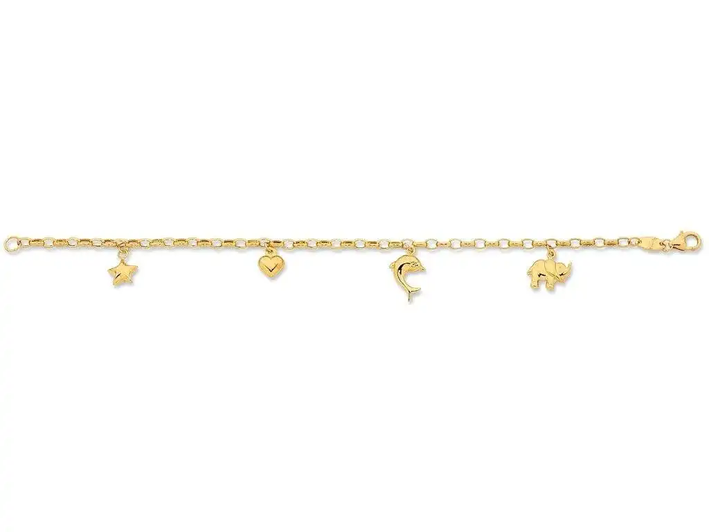 Children's 9ct Yellow Gold Silver Infused Charm Bracelet