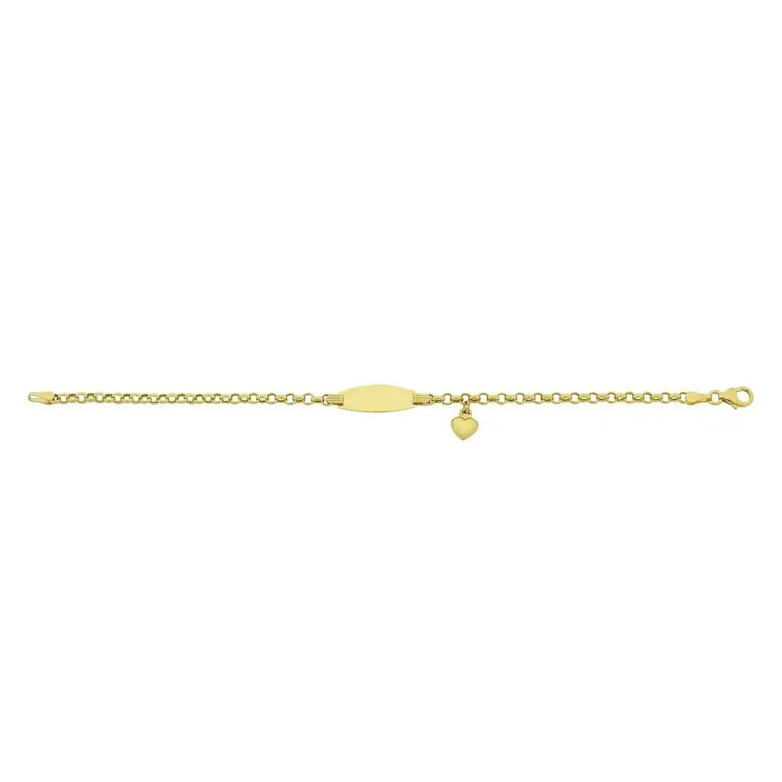 Children's 9ct Yellow Gold Silver Infused ID Bracelet with Heart Charm