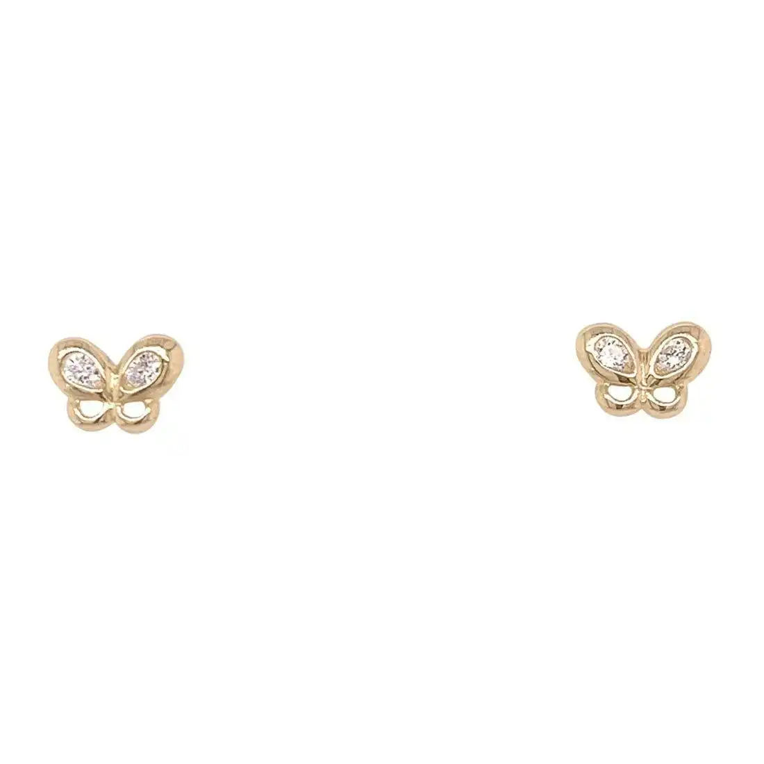 Children's Butterfly 9ct Yellow Gold Cubic Zirconia Butterfly Stud Earrings
