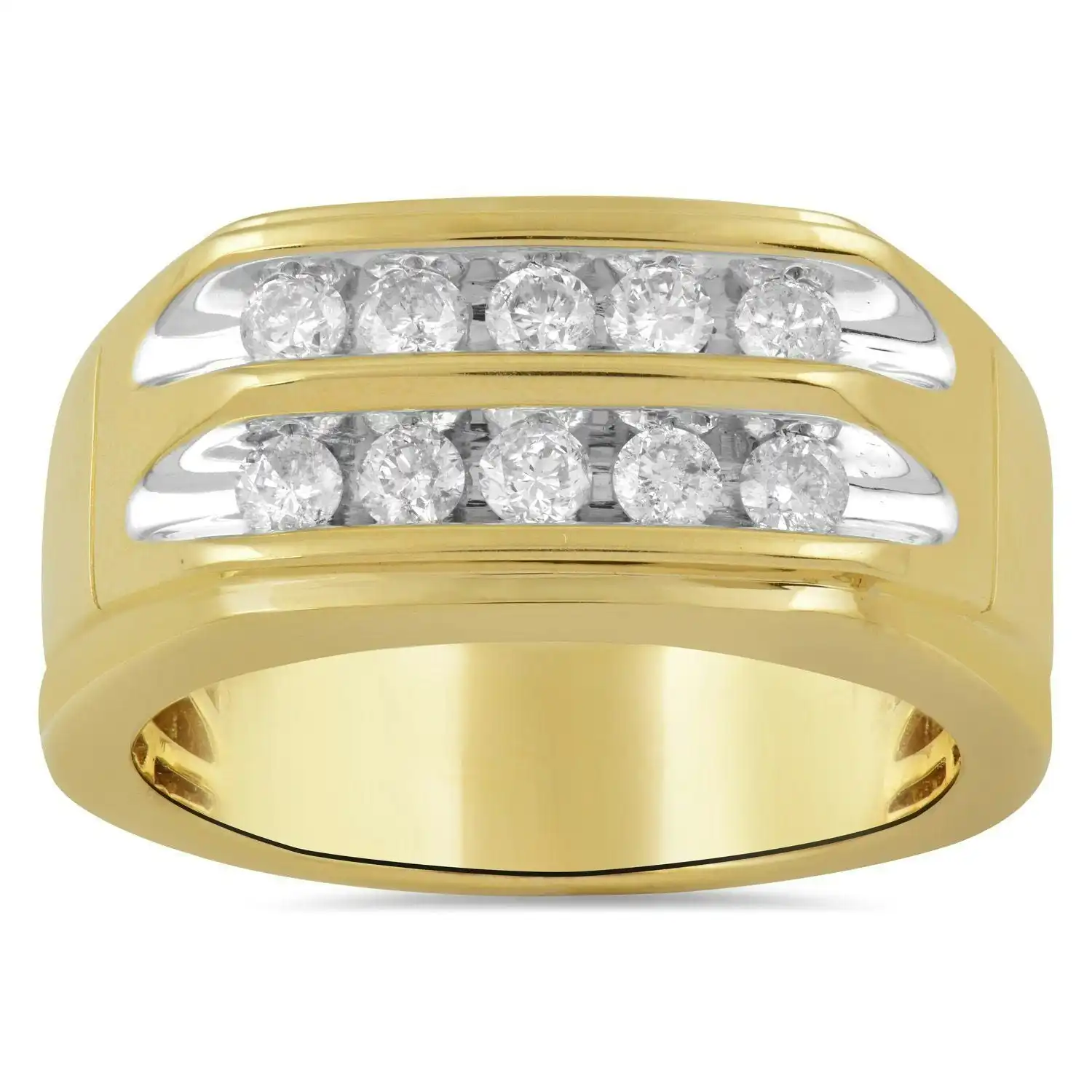 Channel Men's Ring with 3/4ct of Diamonds in 9ct Yellow Gold