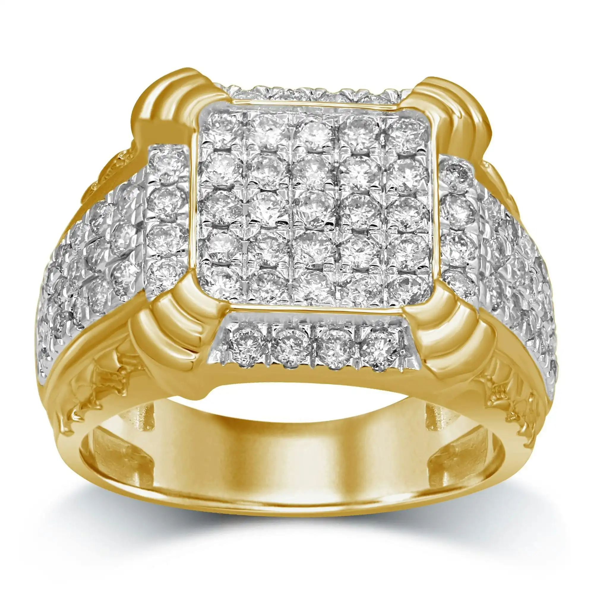 Men's Ring with 2.00ct of Diamonds in 9ct Yellow Gold