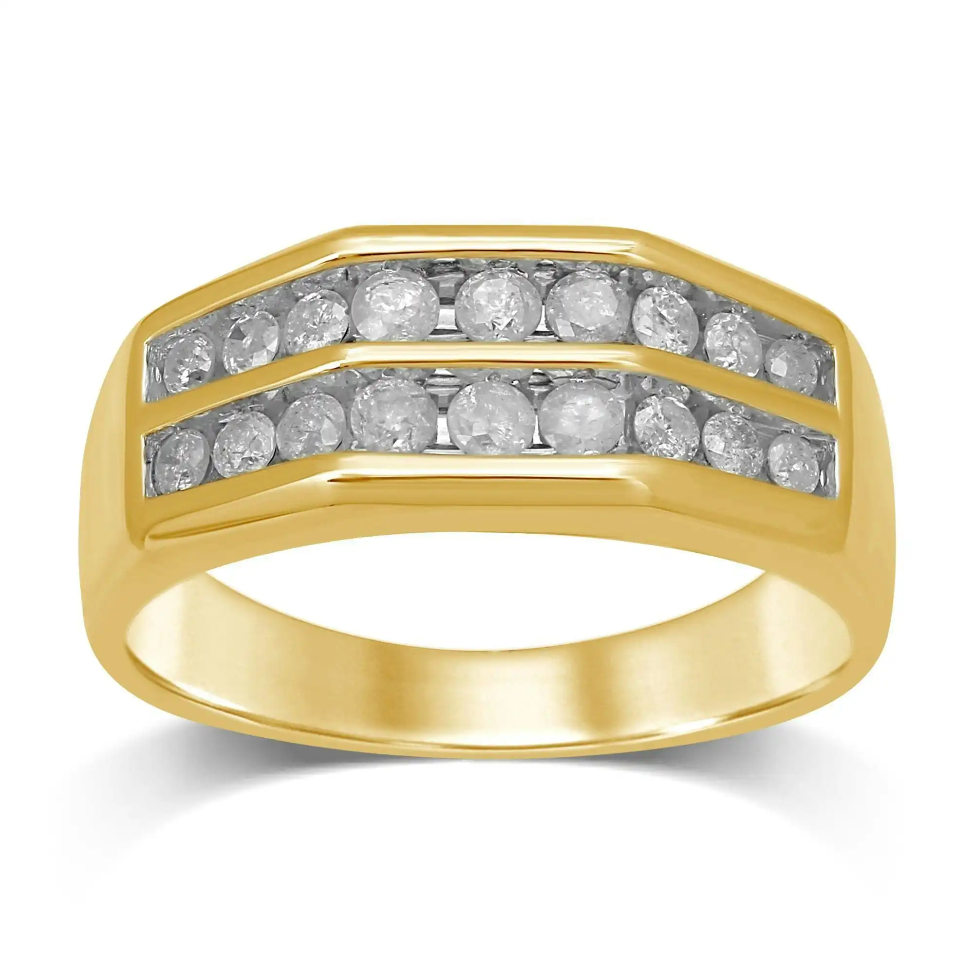 Men's Ring with 0.75ct of Diamonds in 9ct Yellow Gold