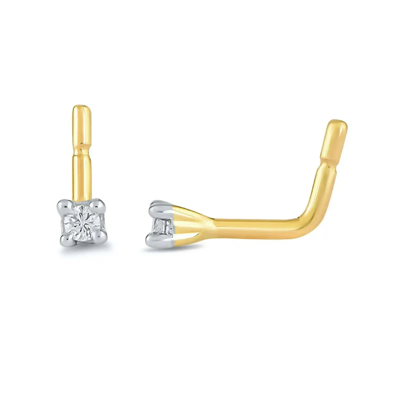 Diamond Set Nose Ring Pin in 9ct Yellow Gold