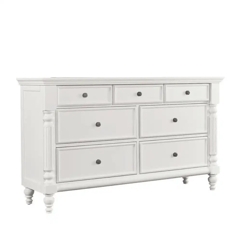 Emily Hampton Solid Wooden Chest Of Drawers Dresser Sideboard - White