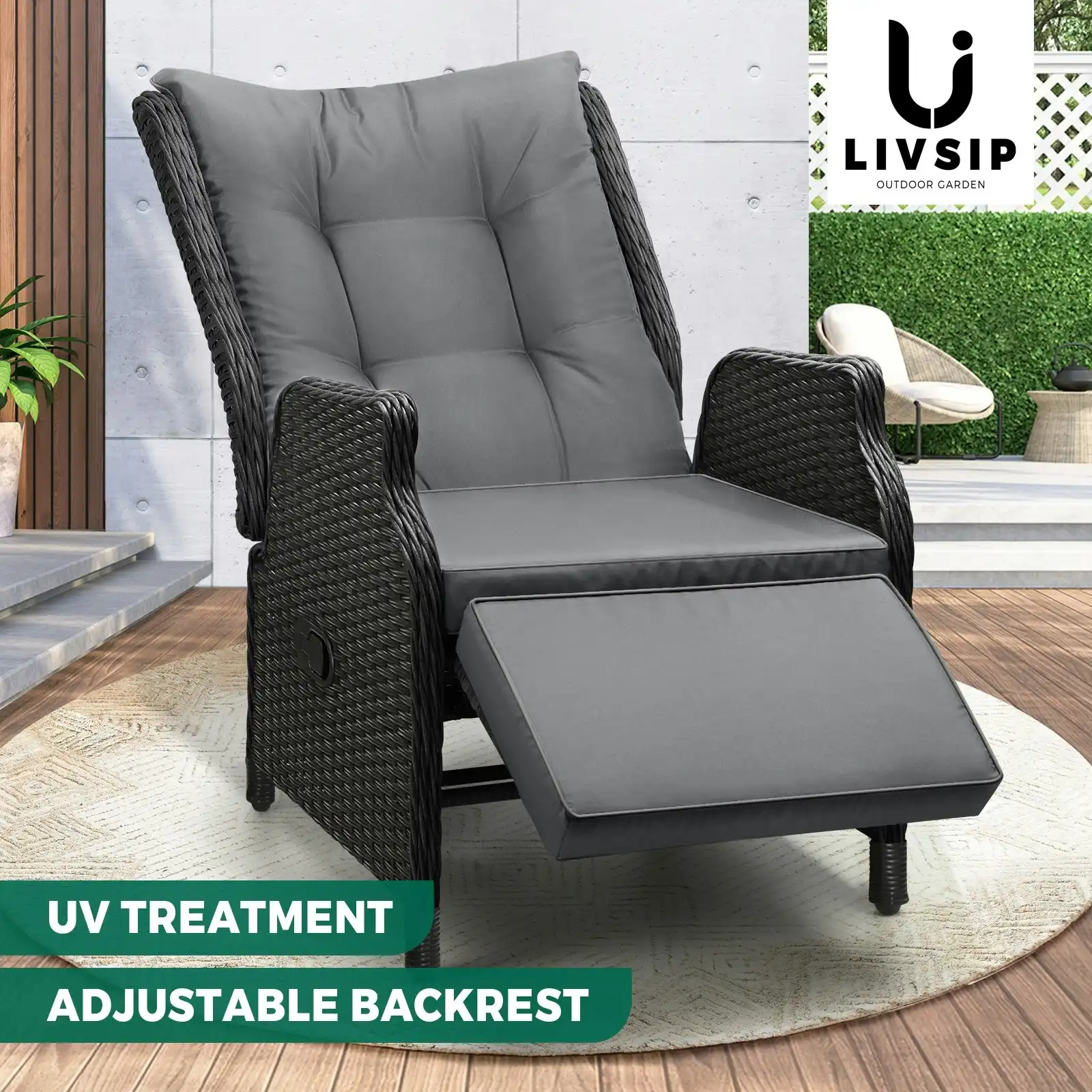 Livsip Outdoor Sun Lounge Garden Chairs Beach Chair Recliner Patio Furniture