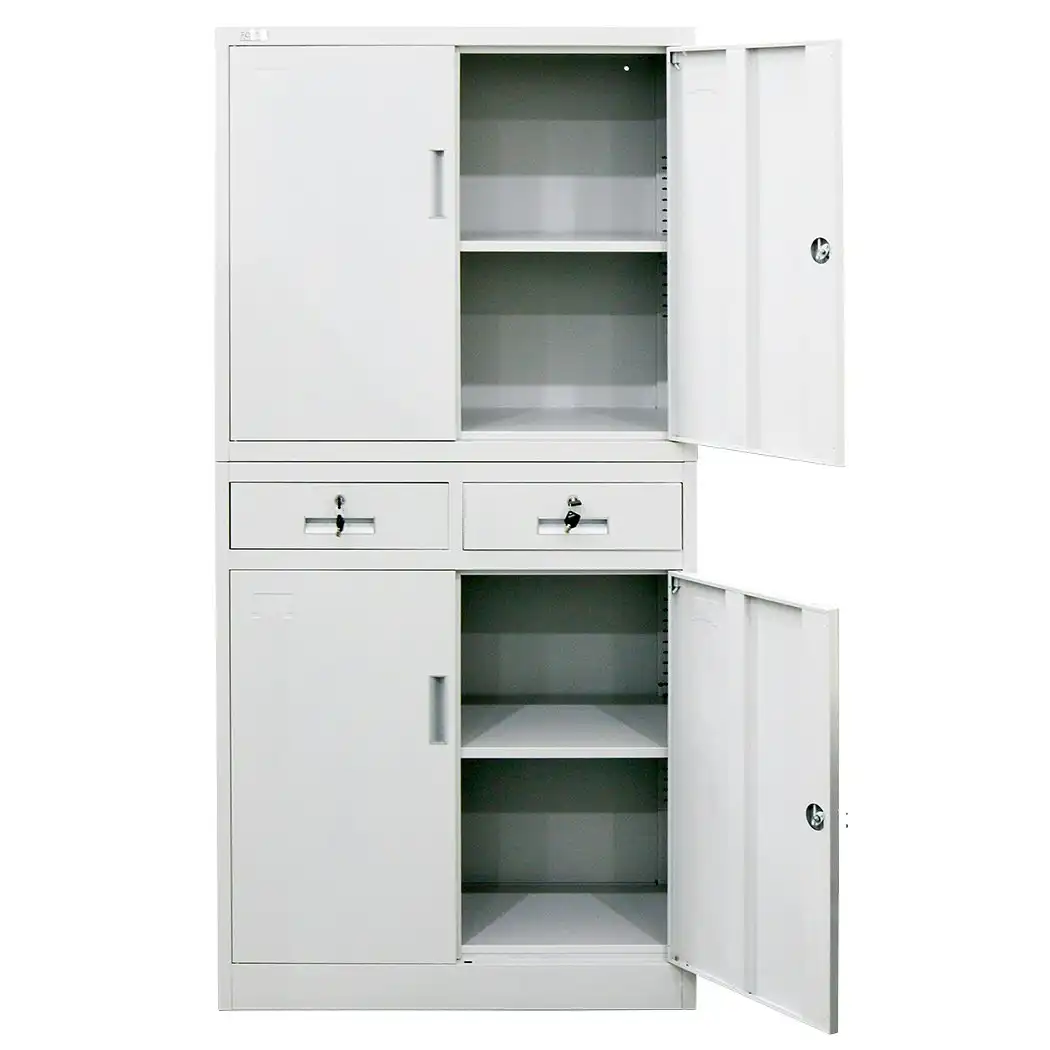 Fortia Stationary Cabinet Office Metal Lockable Storage 4 Door Drawers Cupboard