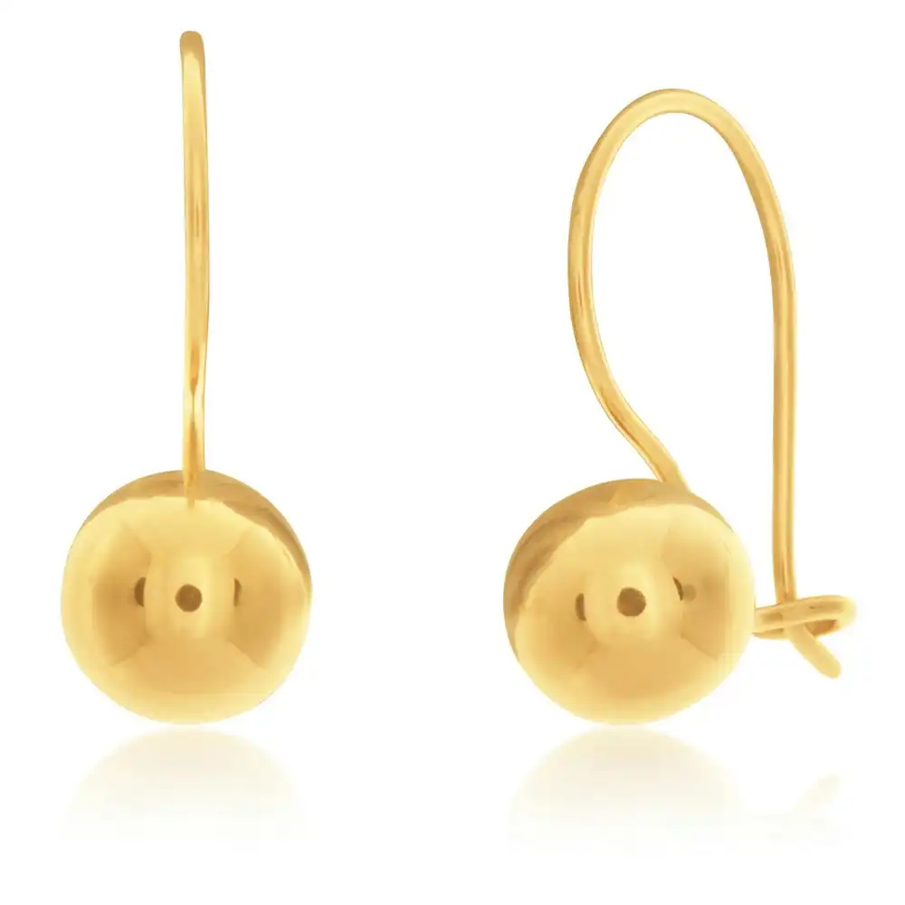 9ct Yellow Gold Plain Ball Earwire Earrings