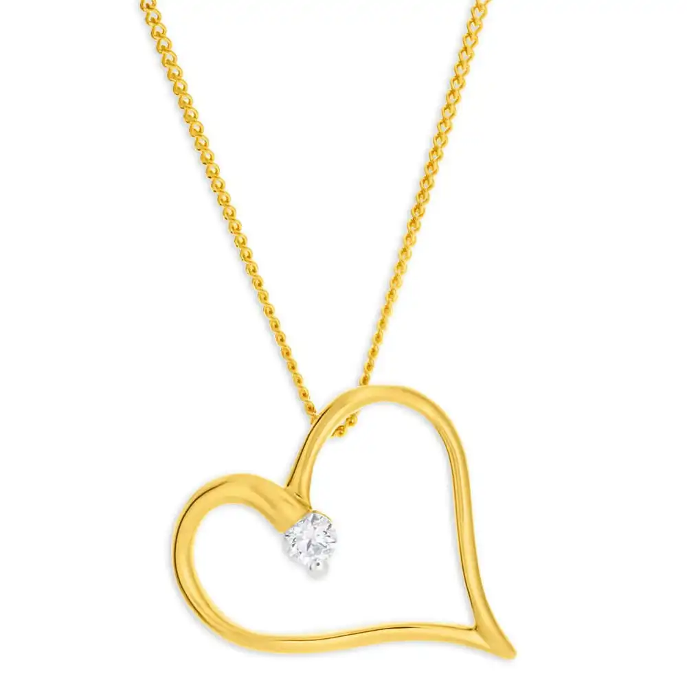 Flawless Cut 9ct Yellow Gold Diamond Pendant With Chain (TW=10-14pt)
