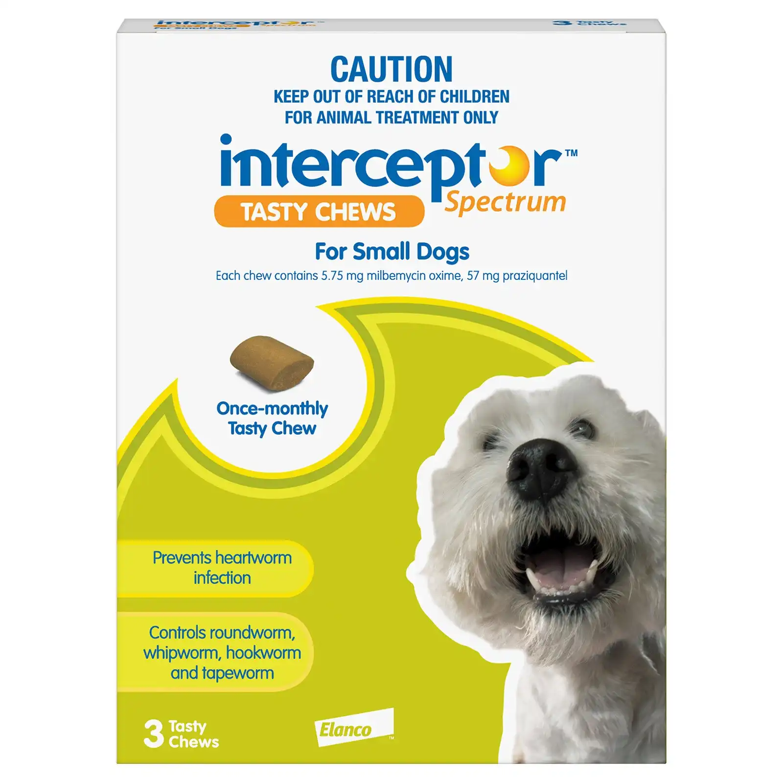 Interceptor Spectrum Tasty Chews For Small Dogs 4 To 11Kg (Green) 12 Chews