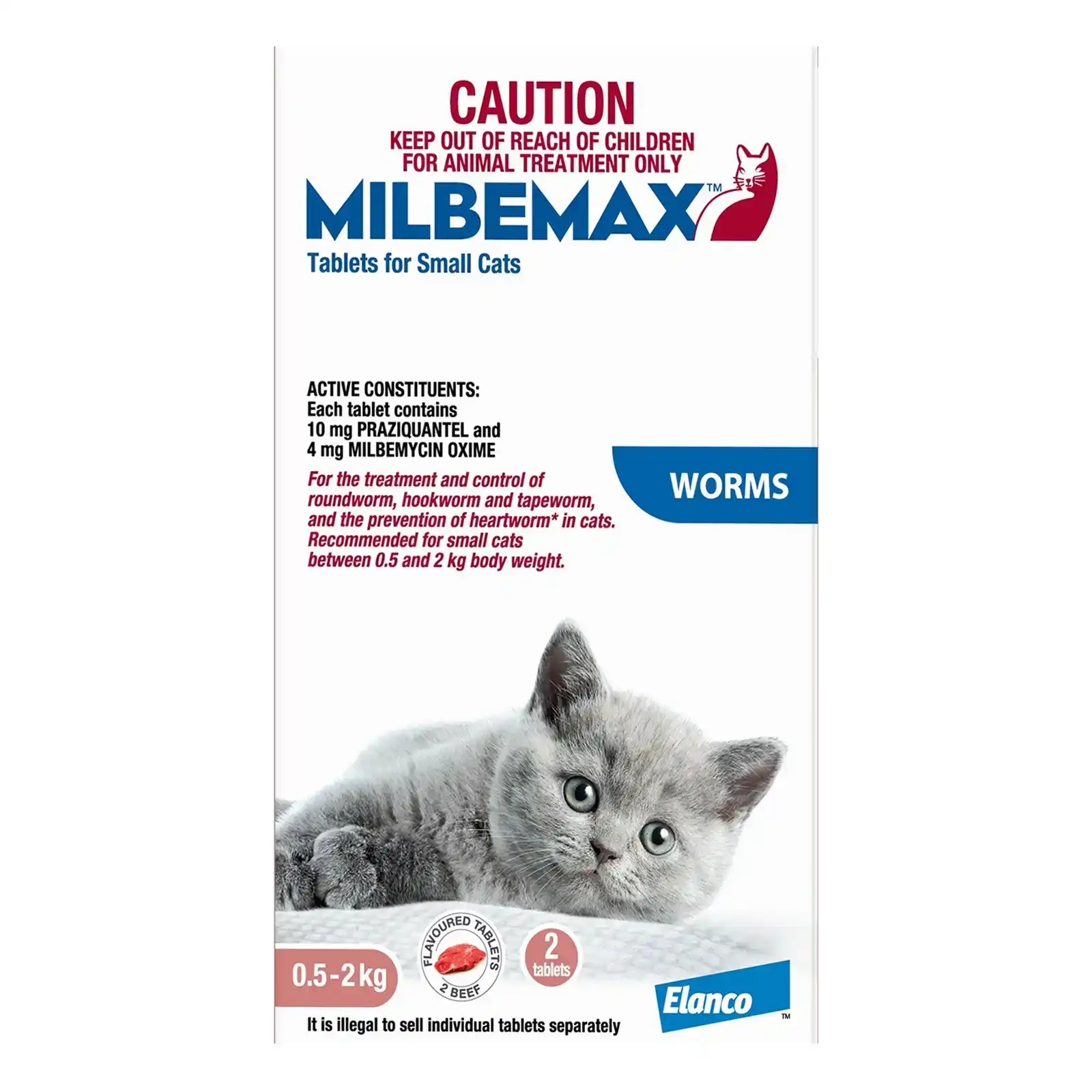 Milbemax Allwormer Tablets For Small Cats 0.5 To 2 Kg 2 Tablet