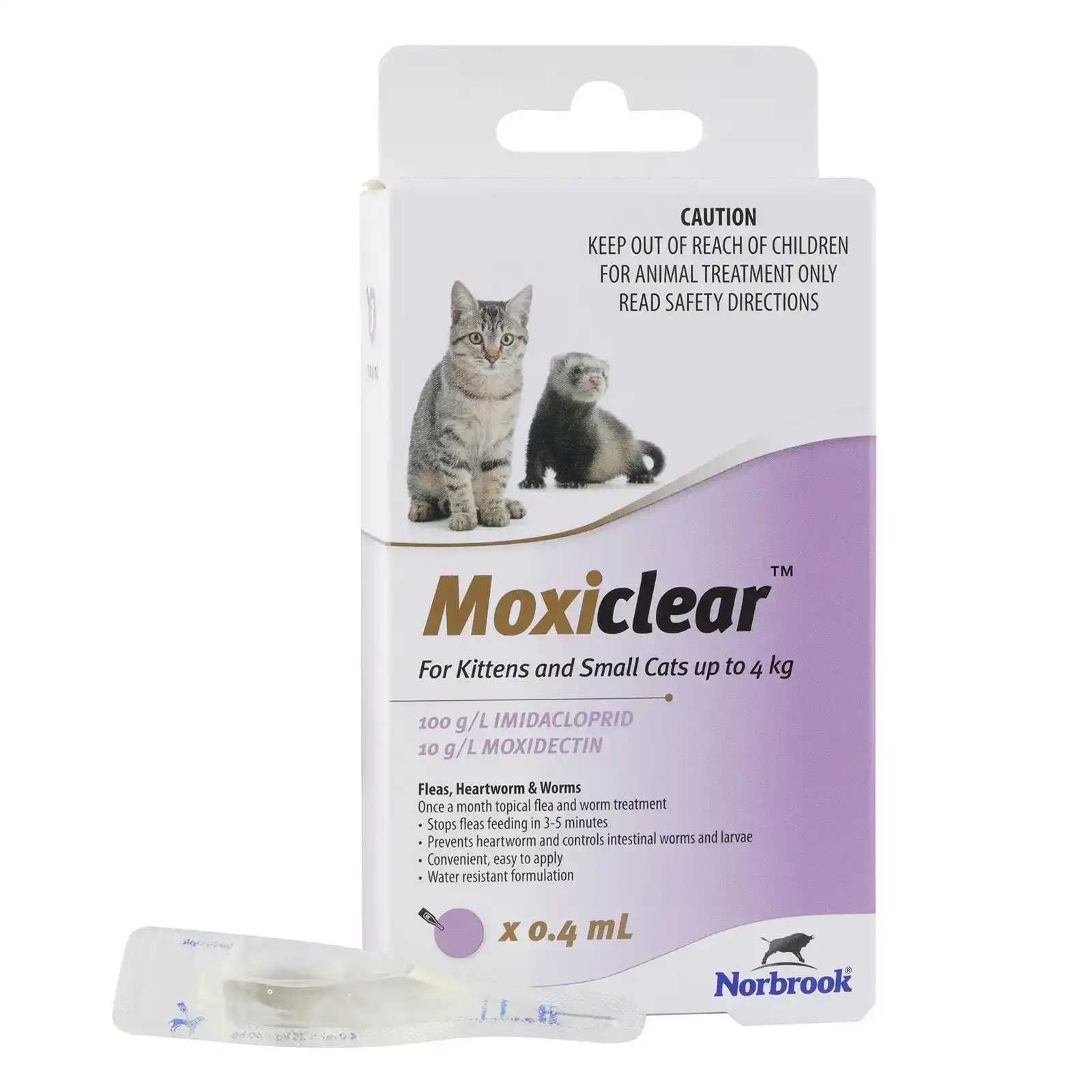 Moxiclear for Kittens and Small Cats Up to 4 Kg (PURPLE) 3 Pipettes
