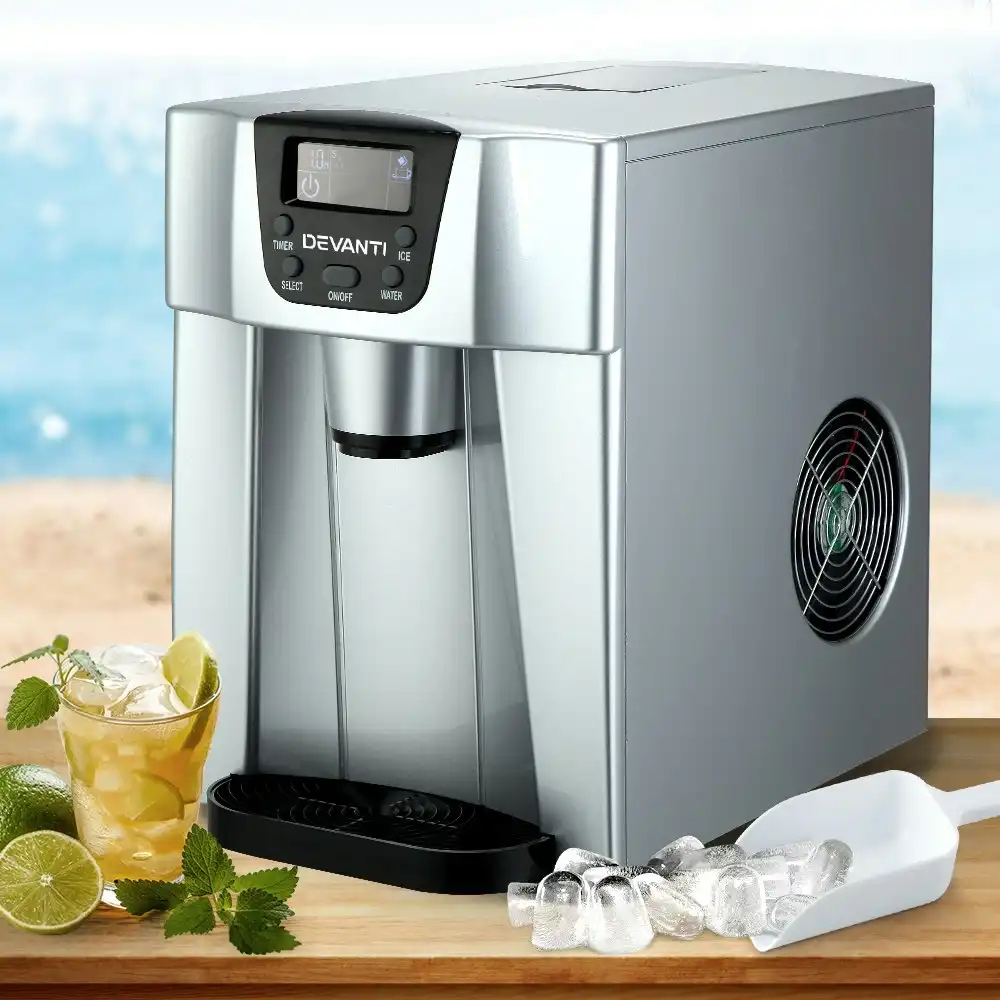 Devanti 2L Portable Ice Maker Commercial Machine Water Dispenser Ice Cube Silver