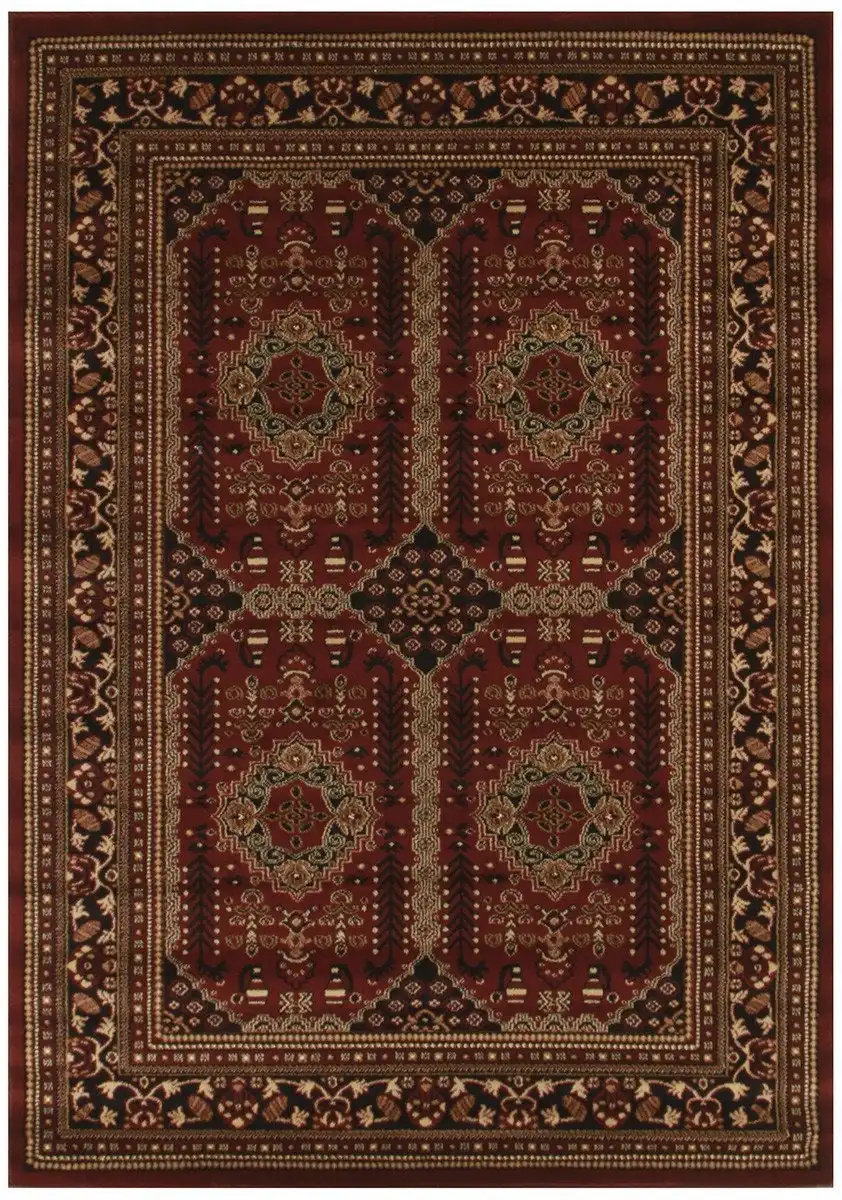 Rug Culture Istanbul Collection Traditional Afghan Design Burgundy Red Rug