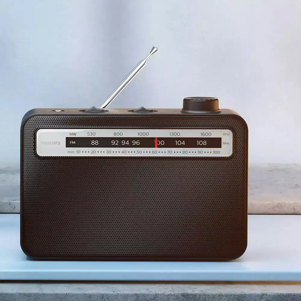 Philips 2000 Series 21cm Portable AM/FM Radio Analogue w/ Headphone Jack Black