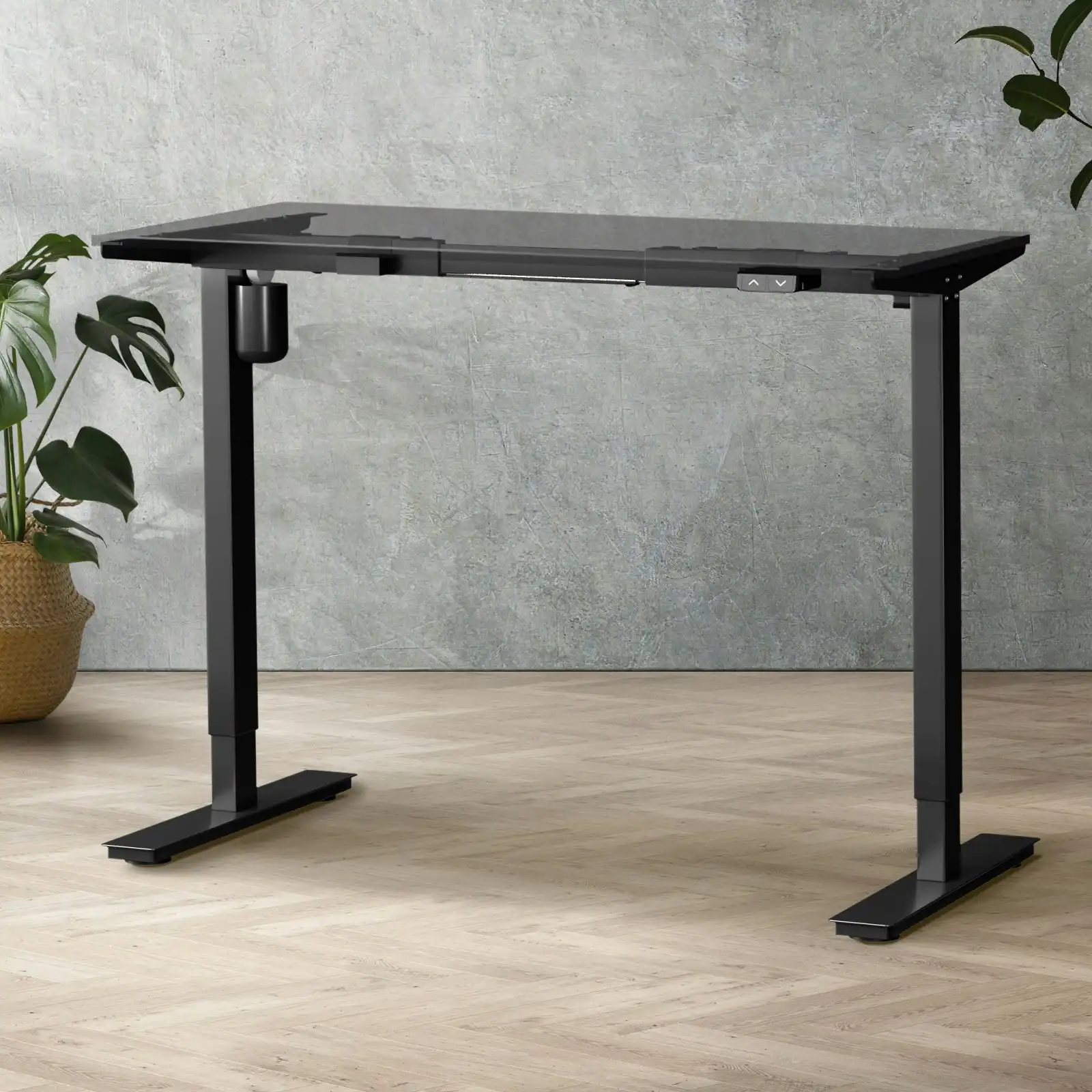 Oikiture Electric Standing Desk Frame Single Motor Height Adjustable Sit Stand Black