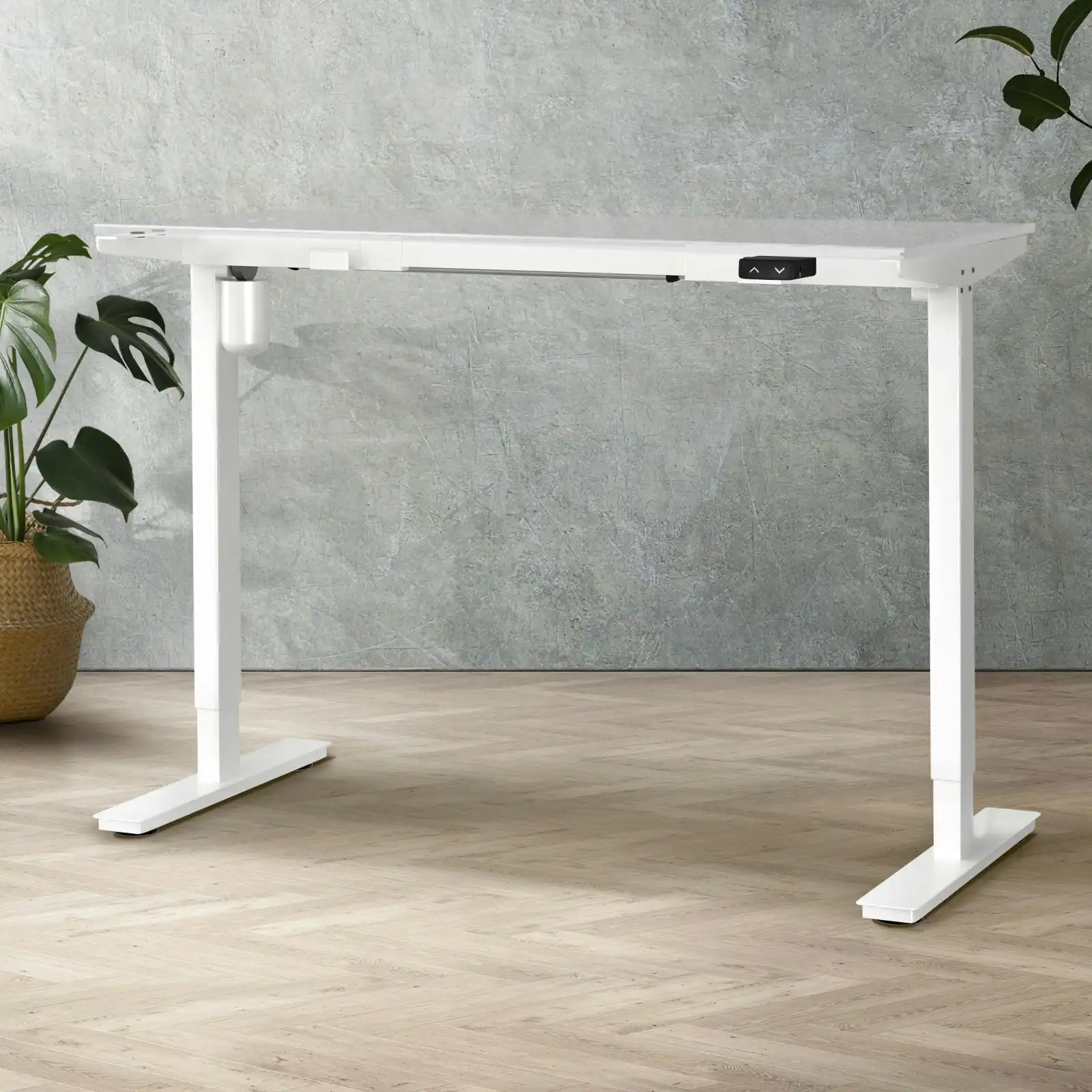Oikiture Electric Standing Desk Frame Single Motor Height Adjustable Sit Stand White