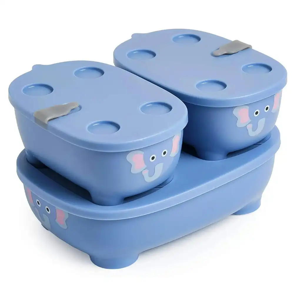 3pc Prince Lionheart 580/250ml Bentomal To Go Elephant Bento Lunch Food Box Set