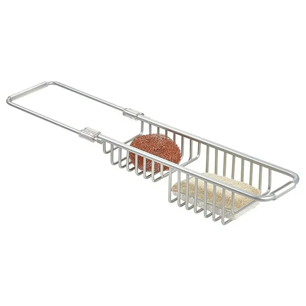 Idesign 37.7cm Over Sink Caddy/Sponge Holder Aluminum Kitchen Storage Rack SLV