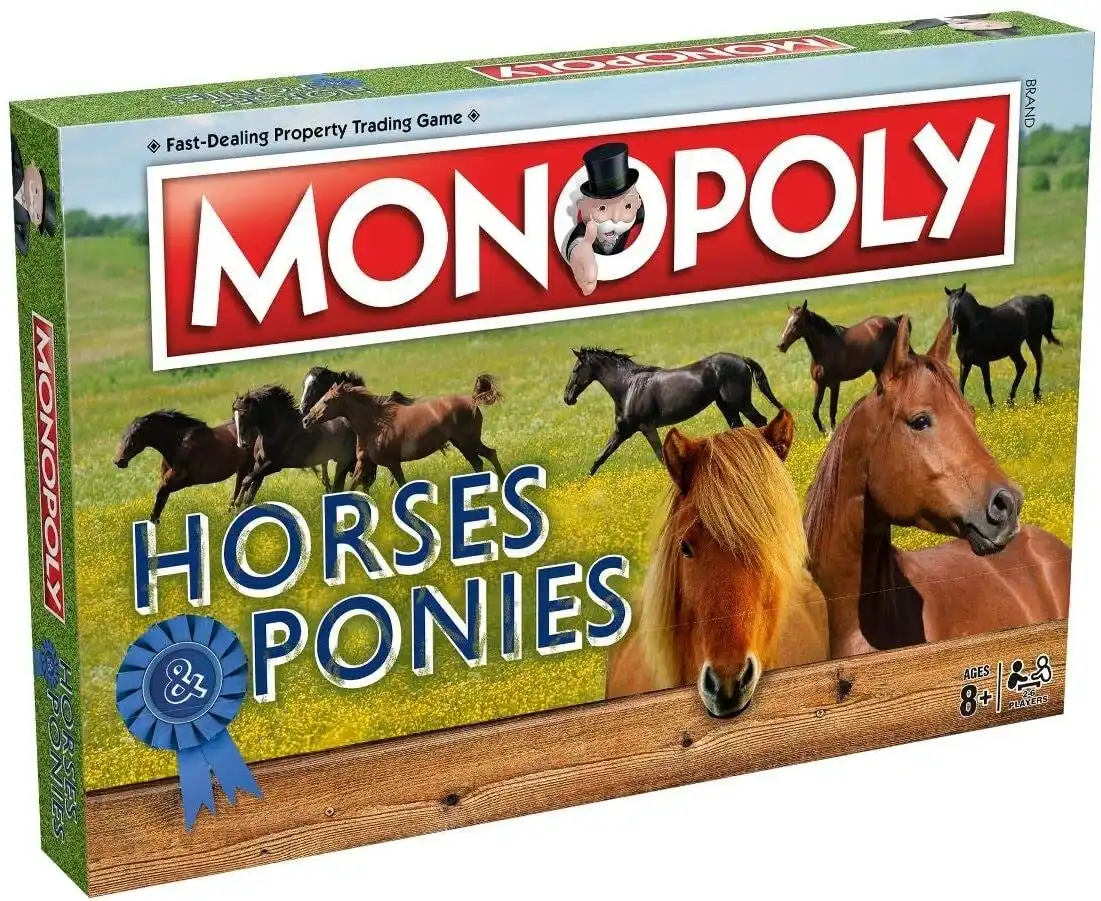 Monopoly Kids/Family Horses & Ponies Trading Board Game w/ Top Trumps Card 8y+
