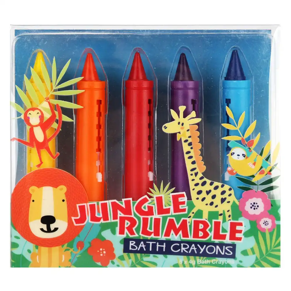 5pc Jungle Rumble 4g Drawing Crayons Bath Kids Writing Art Toy 3y+ Crayon Set